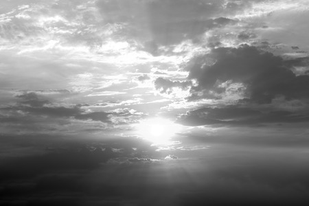 Sky at sunset in black and whiteの写真素材