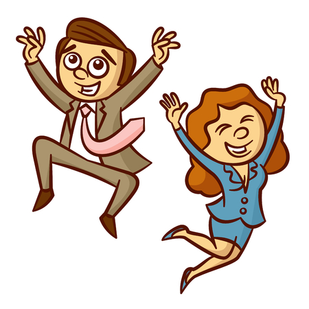 Happy Jumping Business People Clipartのイラスト素材