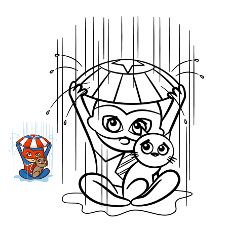 Illustration of an isolated Superhero Boy Coloring Book. Comic character isolated on white backgroundのイラスト素材