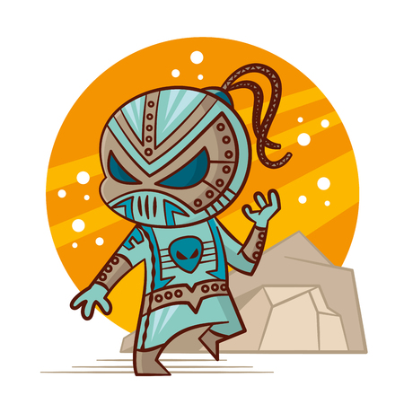 Superhero Alien Sticker Vector Illustrationのイラスト素材