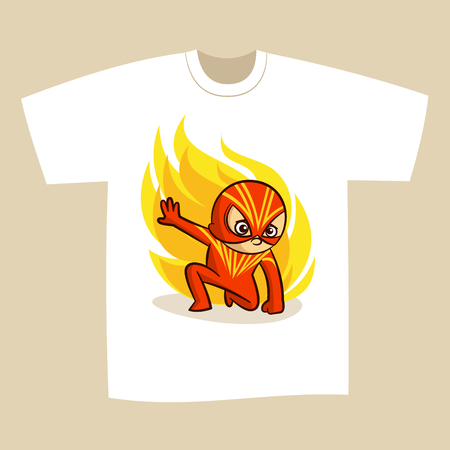 T-shirt Print Design Cartoon Superhero Vector Illustrationのイラスト素材