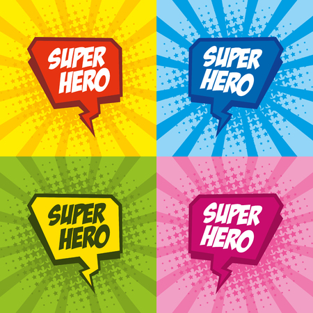 Superhero logo, pop art background design Vectorのイラスト素材
