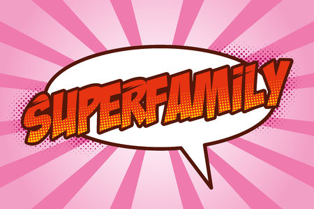 Superhero family logo, pop art background design Vectorのイラスト素材