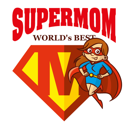 Super Mom hero Logo Supehero Letters Mother day Vectorのイラスト素材