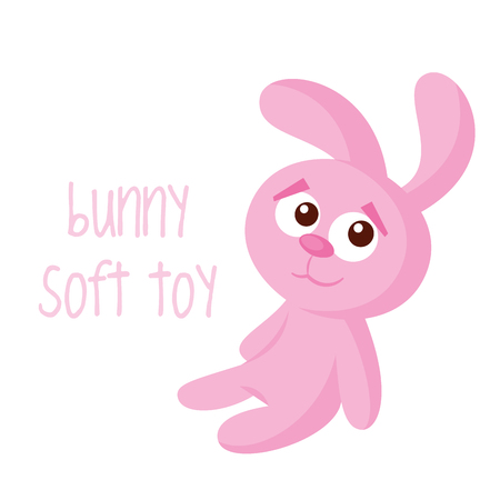 Bunny soft toy on white background Vector illustrationのイラスト素材