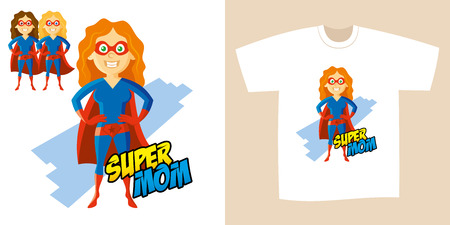 Superhero Woman Supermom Cartoon character Vector illustrationのイラスト素材
