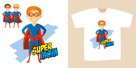 Superhero Woman Supermom Cartoon character Vector illustrationのイラスト素材