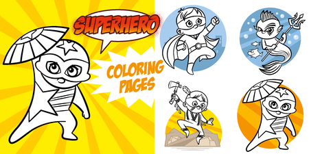 Superhero Coloring Book. Comic character Vector Illustrationの写真素材