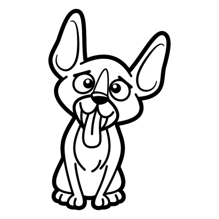 Dog Cartoon character Coloring page Black and whiteの写真素材