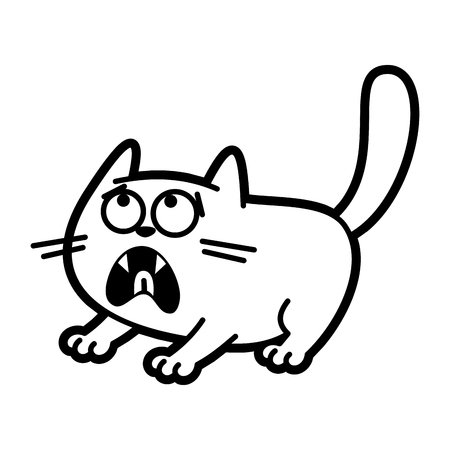 Cat Cartoon character Coloring page Black and whiteの写真素材