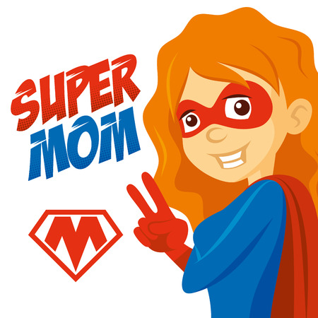 Superhero Woman Supermom Cartoon character Vector illustrationのイラスト素材