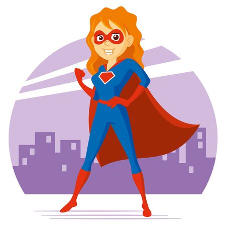 Superhero Woman Supermom Cartoon character Vector illustrationのイラスト素材