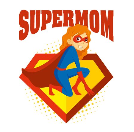 Superhero Woman Supermom Cartoon character Vector illustrationのイラスト素材