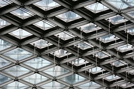 Mirror with metalic structure roofの写真素材