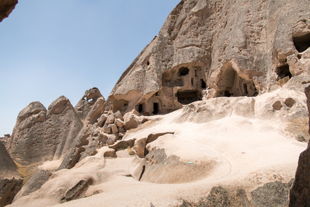 The landscape of Ihlara valley - historical area, Cappadocia, Turkeyの写真素材