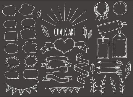 Chalk art set (black background)のイラスト素材