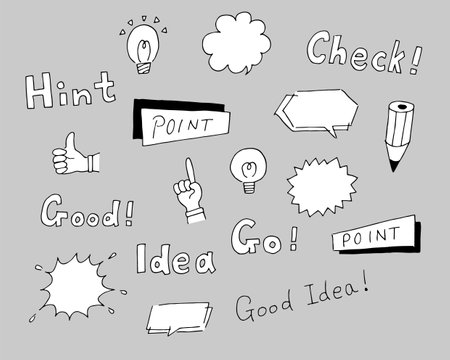 Hand-drawn illustration set of points, ideas, etc.のイラスト素材