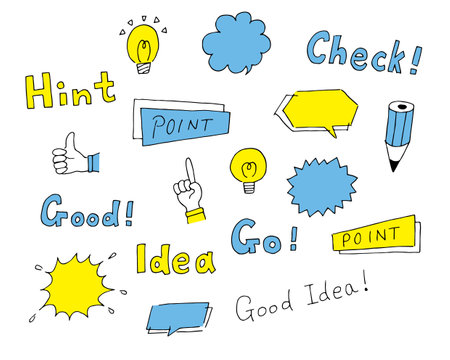 Hand-drawn illustration set of points, ideas, etc.のイラスト素材