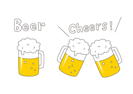 Illustration set of beer mugのイラスト素材