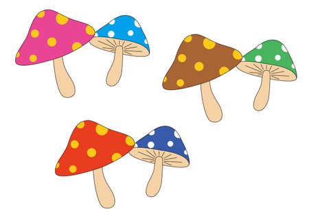 Mushroom illustration setのイラスト素材