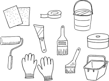 This is an illustration of an exterior wall painting tool. It is an analog illustration drawn by hand using a pen. You can use it for websites and printed materials. You can download EPS data and JPEG data.のイラスト素材