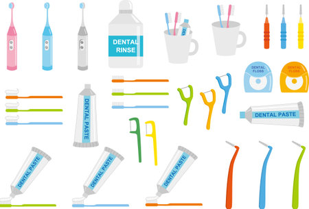 Dental care related (caries prevention, oral care) illustrationのイラスト素材