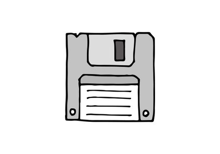 Hand drawn illustration of floppy diskのイラスト素材