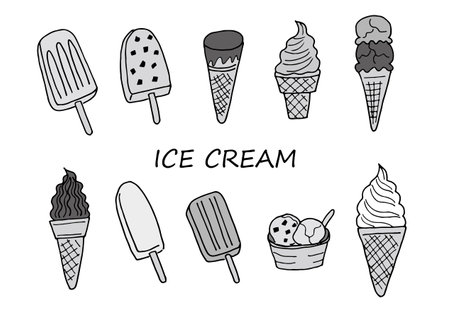 Ice cream illustration set (hand drawn)のイラスト素材