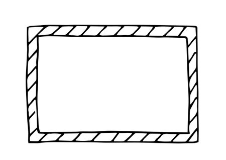 It is a simple square frame (hand-drawn, monochrome, line drawing).のイラスト素材