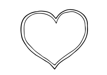 It is a frame of a heart (hand-drawn, monochrome, line drawing).のイラスト素材