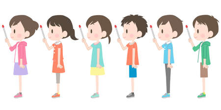 Illustrations of children with pointers.のイラスト素材