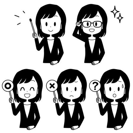 Illustration of a business woman holding a pointer.のイラスト素材