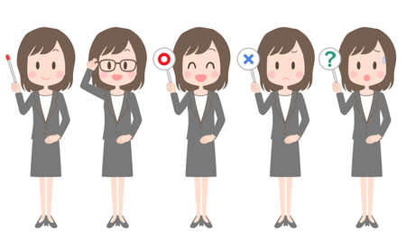 Illustration of a business woman holding a pointer.のイラスト素材