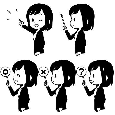 Illustration of a business woman holding a pointer.のイラスト素材