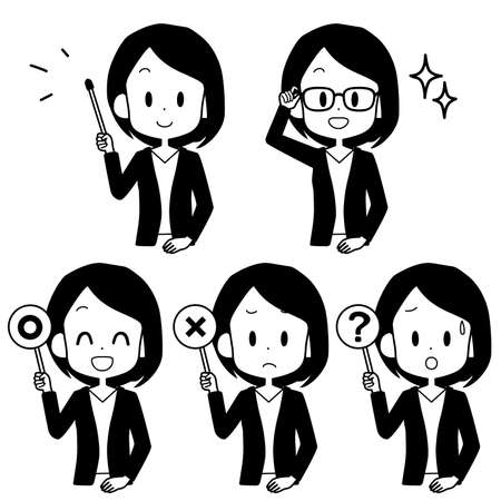 Illustration of a business woman holding a pointer.のイラスト素材