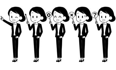 Illustration of a business woman holding a pointer.のイラスト素材