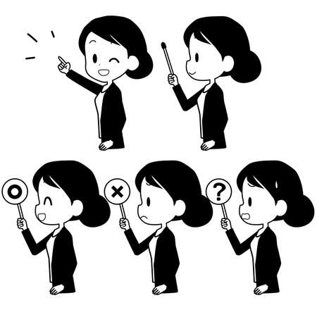 Illustration of a business woman holding a pointer.のイラスト素材
