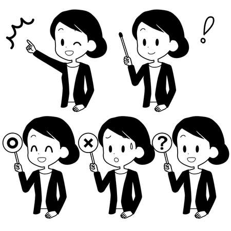 Illustration of a business woman holding a pointer.のイラスト素材