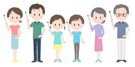 Illustration of a family with a pointer.のイラスト素材