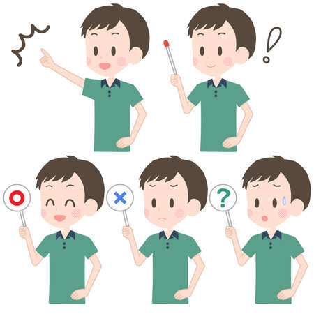 Illustration of a man holding a pointer etc.のイラスト素材