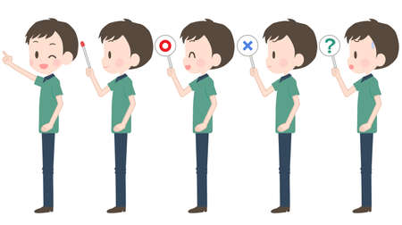 Illustration of a man holding a pointer etc.のイラスト素材