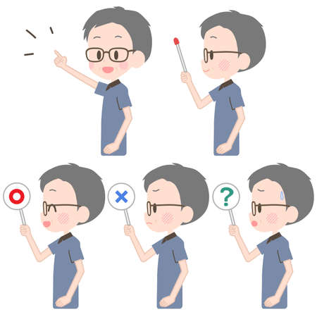 Illustration of a man holding a pointer etc.のイラスト素材