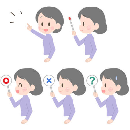 Illustration of a woman holding a pointer etc.のイラスト素材