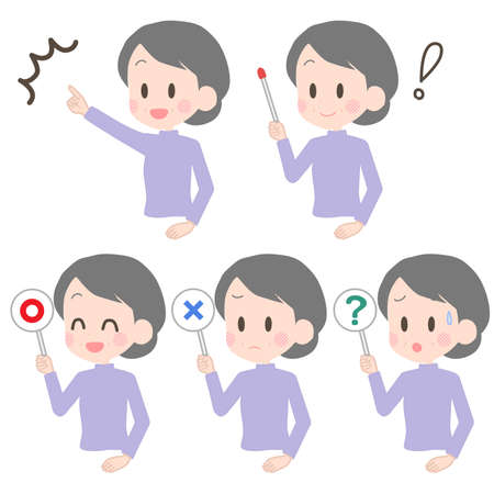 Illustration of a woman holding a pointer etc.のイラスト素材