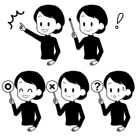 Illustration of a woman holding a pointer etc.のイラスト素材