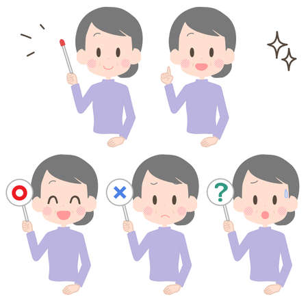 Illustration of a woman holding a pointer etc.のイラスト素材