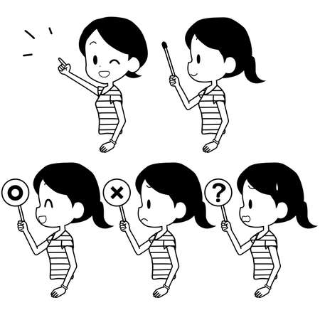 Illustration of a woman holding a pointer etc.のイラスト素材