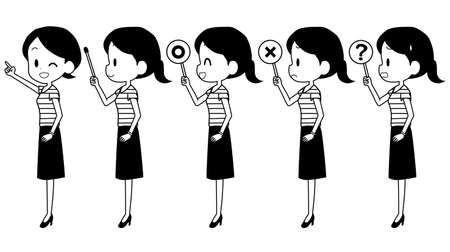Illustration of a woman holding a pointer etc.のイラスト素材
