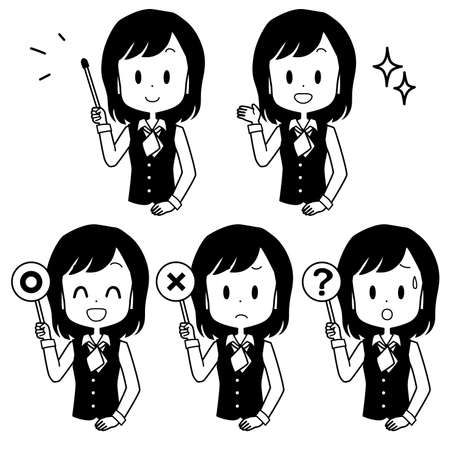Illustration of a clerk holding a pointer etc.のイラスト素材