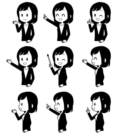 Illustration of a business woman's facial expression set.のイラスト素材